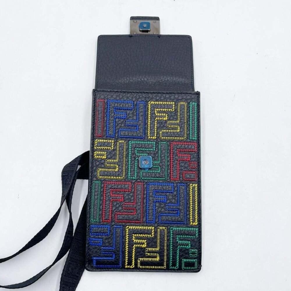 FENDI Black Leather Zucca Shoulder Bag - Picture 8 of 10